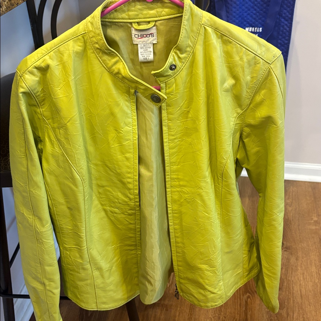 Chicos Vibrant Green Leather Jacket
